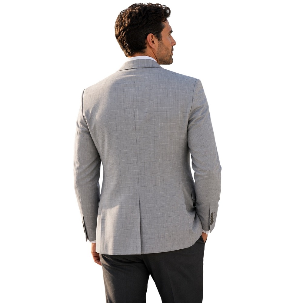 Reaction‎ Kenneth Cole Gray Techni Cole Modern Fit Windowpane Sport Coat 40L - Picture 4 of 16